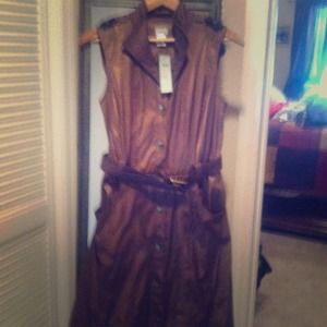 Bronze belted bottom down dress