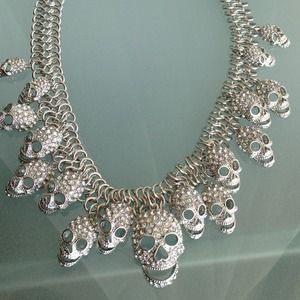 RESERVED Swarovski crystal skull necklace