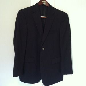 Dark navy men's two button blazer by Austin Reed.