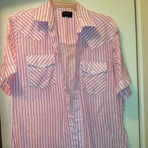 Red & white stripped shirt.