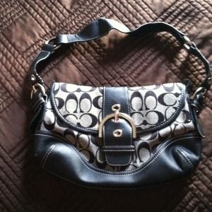 Black and grey coach purse