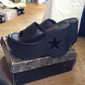 Star cut out platform wedges. Punk