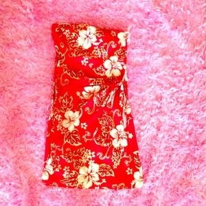 REDUceD!!Red and white Hawaiian print dress