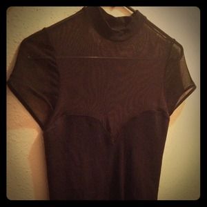 Black Bebe heart shaped cut bodysuit.