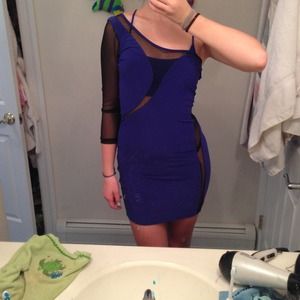 Blue, black mesh dress