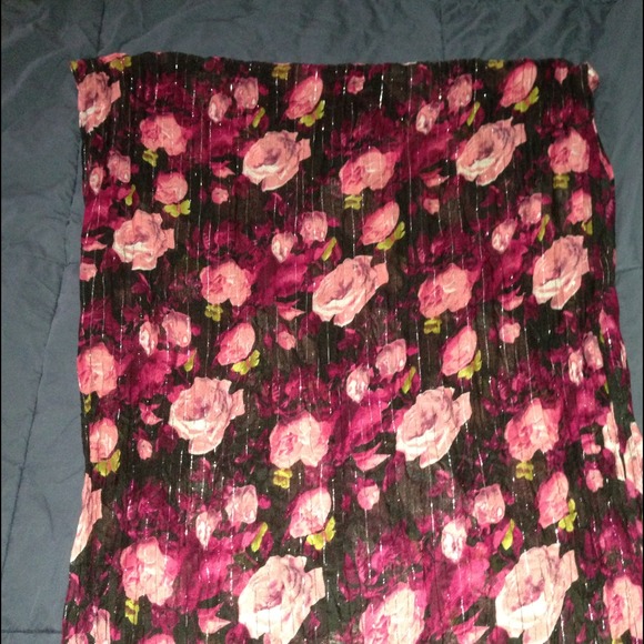 Pink and black floral scarf