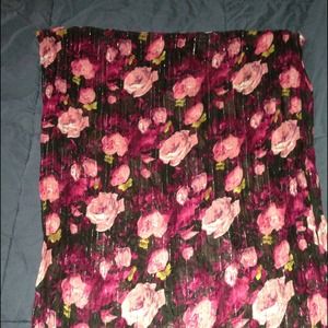 Pink and black floral scarf