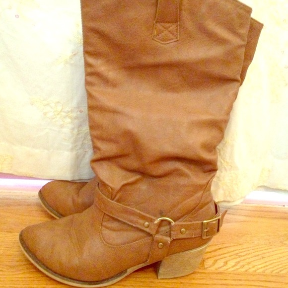 Brown leather boots