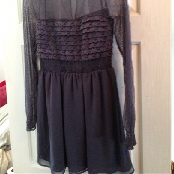 SOLD FREE PEOPLE lace gray dress - Picture 2 of 3