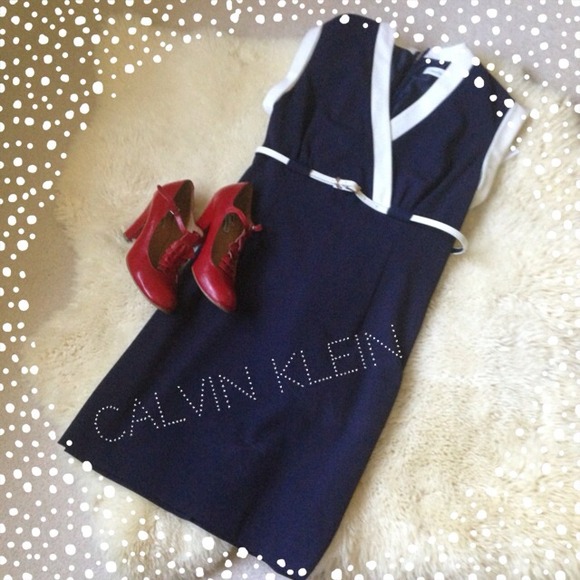 Calvin Klein Dresses & Skirts - Gorgeous navy Calvin Klein  dress NWT. Size 12
