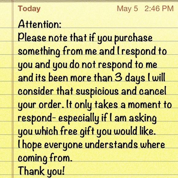 Attention! Concerning canceled orders on my part..