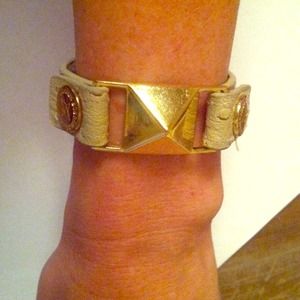 BCbG leather gold hardware bracelet