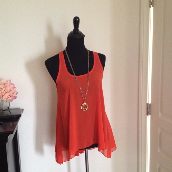 ❌Sold❌❤Cute orange chiffon top❤ - Picture 1 of 3