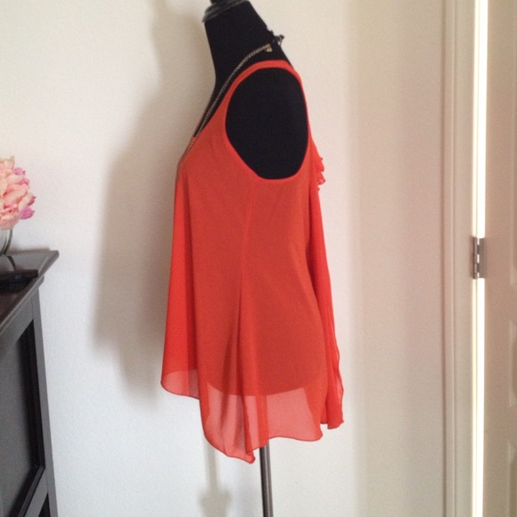 ❌Sold❌❤Cute orange chiffon top❤ - Picture 2 of 3
