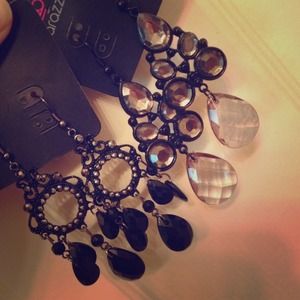 2 pairs of black costume chandelier earrings