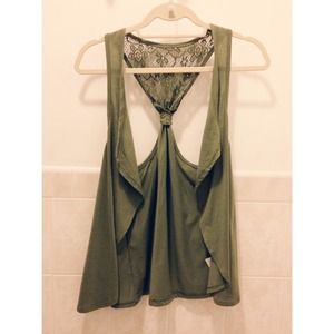 Olive Green Sleeveless Cardigan