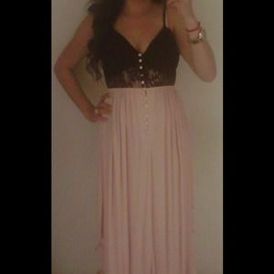 Black Lace Rose Pink Dress