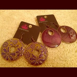 Purple set of 2 earrings for price of 1