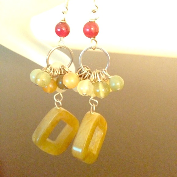Jade earrings w/.925 sterling fishhooks