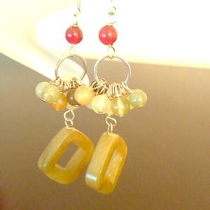Jade earrings w/.925 sterling fishhooks
