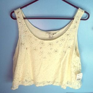 Creamy girly crop top