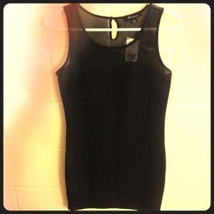 Black bodycon dress with mesh shoulder straps