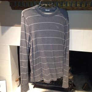 Men's gray w/white stripes LS
