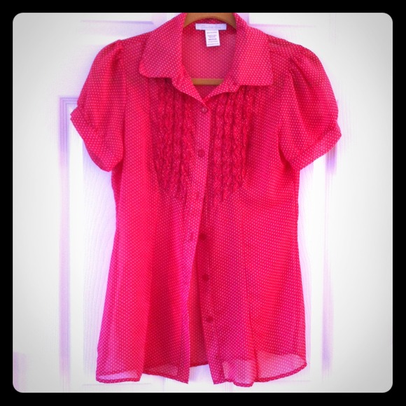 Sheer Shirt, pink dot