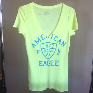 Neon Yellow American Eagle V-Neck