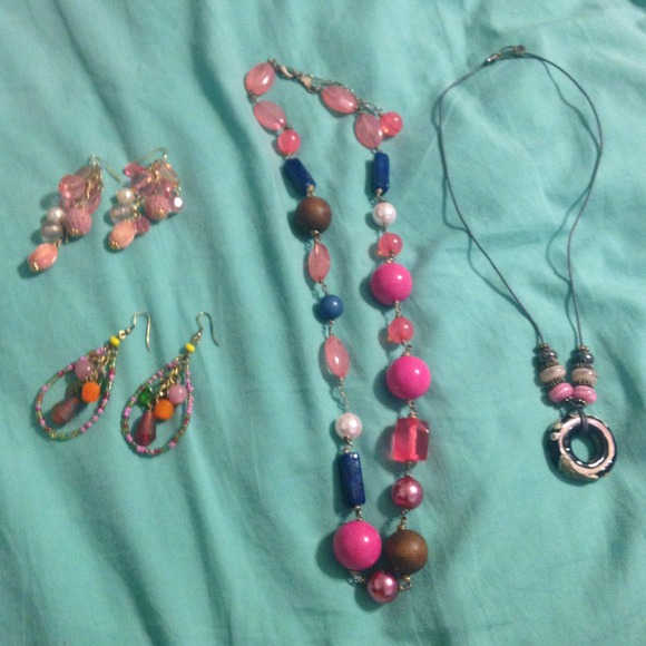 Two necklaces and two pairs of earrings!