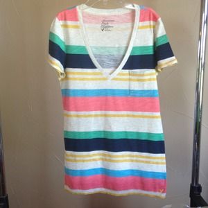Striped American Eagle V-Neck