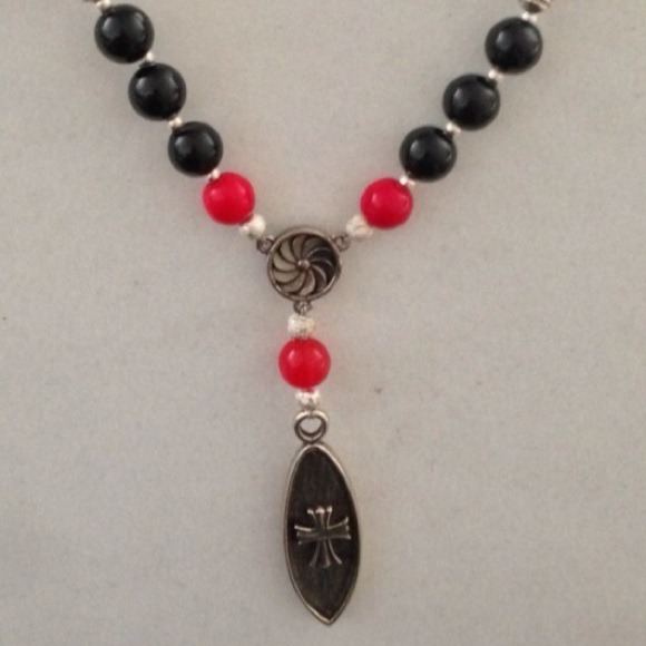 Men's bronzed cross necklace