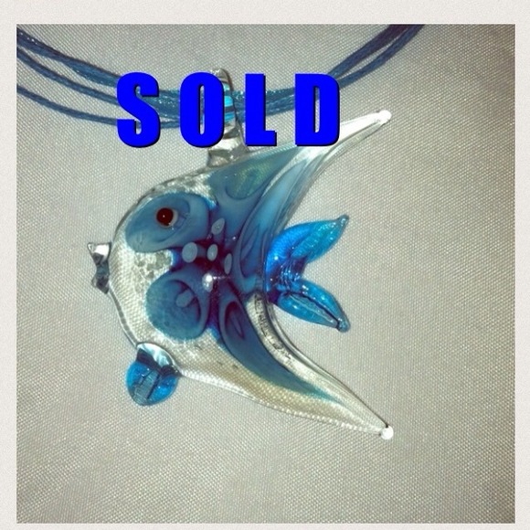 🐠🐠Angel Fish Blue Ribbon Necklace🐠