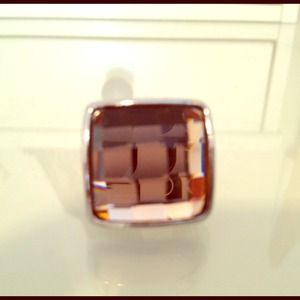 huge square peach glass cocktail ring