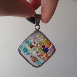 Large Floral Glass Pendant