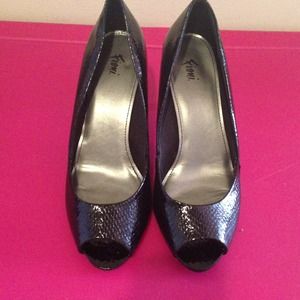 Black Patent Leather Peep Toe