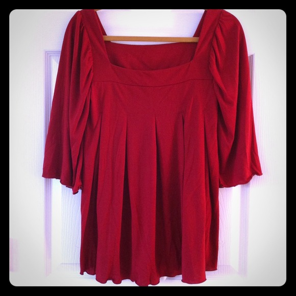 3/4 sleeves tunic, red