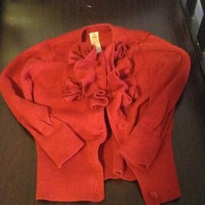 ***SOLD***Toddler girls red ruffle cardigan