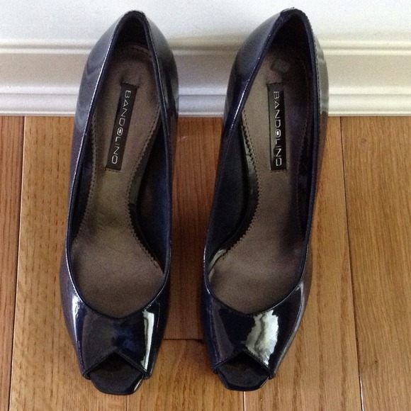 Bandolino Shoes - Bandolino navy blue patent leather peep toe pumps