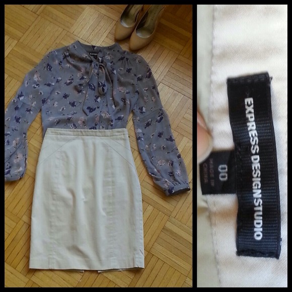 SOLD EXPRESS Designer Pencil skirt Sz 00 Khaki