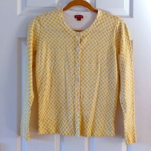Printed Cardigan, white with yellow print