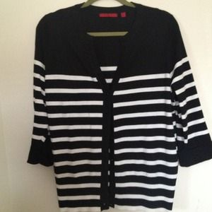 White and black striped sweater..