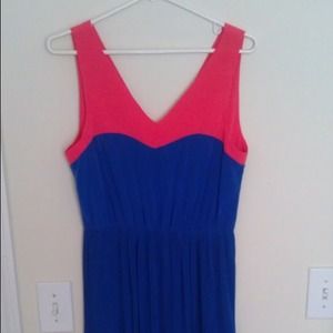 Royal blue dress with pink detail