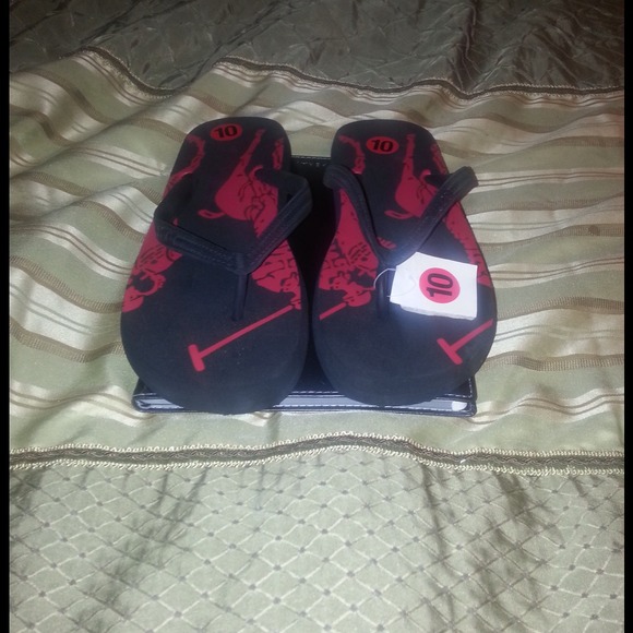 Men's authentic polo flip flops size 10