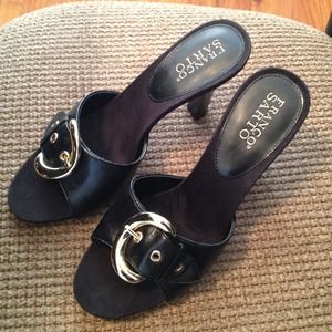 Franco Sarto leather buckle heels