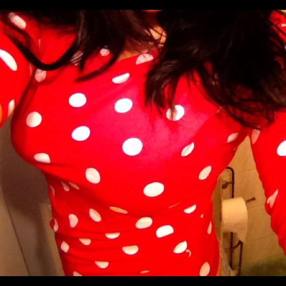 Red, polka dots, shirt, Rue 21