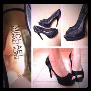 Michael Kors Mesh Peep Toe Platform Heels