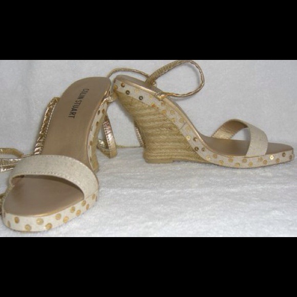 Colin Stuart Gold Sequin Espadrilles Wedges
