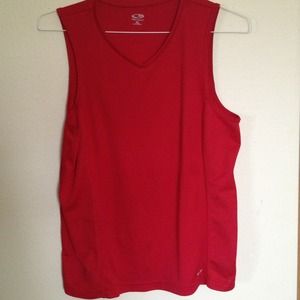 Red, sleeveless workout  top