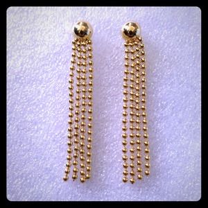 ❤Gold ball chain tassels drop metal stud earrings